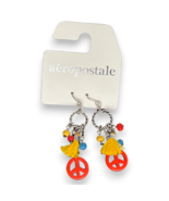 Aeropostale Bohemian Peace Sign Earrings, 3&quot; Dangling Tassels, Yellow Be... - $10.20