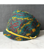 Vintage 1960s-70s Paisley Hat Teal Red Gold Women&#39;s Hat Small Brim - €20,21 EUR