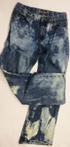 Old Navy Boot Cut Custom Tie Dyed Jeans Sz 14 Blue White Destroyed Denim - $30.00
