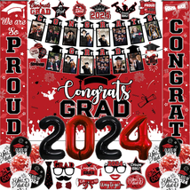 Graduation Decorations Class of 2024, Red and Black Graduation Decorations Congr - £29.19 GBP