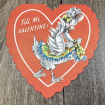 Vintage Valentine Folded Heart Goose Tell Me Valentine 1930s - $5.99