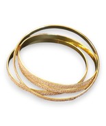 Goldtone Bangle Bracelets with Rose Gold Glitter Band - Set of 4 Shimmer... - €6,91 EUR