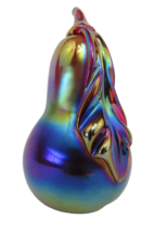 1995 Gibson Carnival Glass Pear Paperweight 4.5 Inch red Iridescent VTG - £27.22 GBP