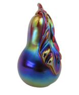 1995 Gibson Carnival Glass Pear Paperweight 4.5 Inch red Iridescent VTG - $34.65