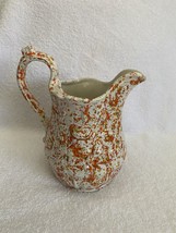 Antique Pitcher White With Orange Green Speckles 8” Tall - Farmhouse / D... - £11.60 GBP