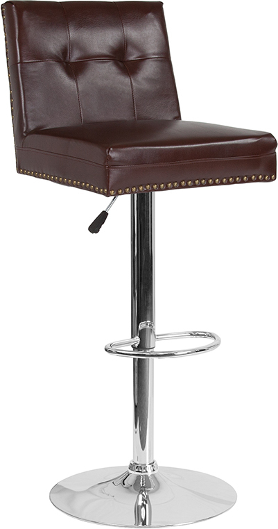 Brown Leather Barstool DS-8411-BRN-GG