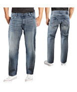 Men&#39;s Cotton Blend Denim Faded Wash Relaxed Fit Light Blue Casual Jean P... - £23.01 GBP