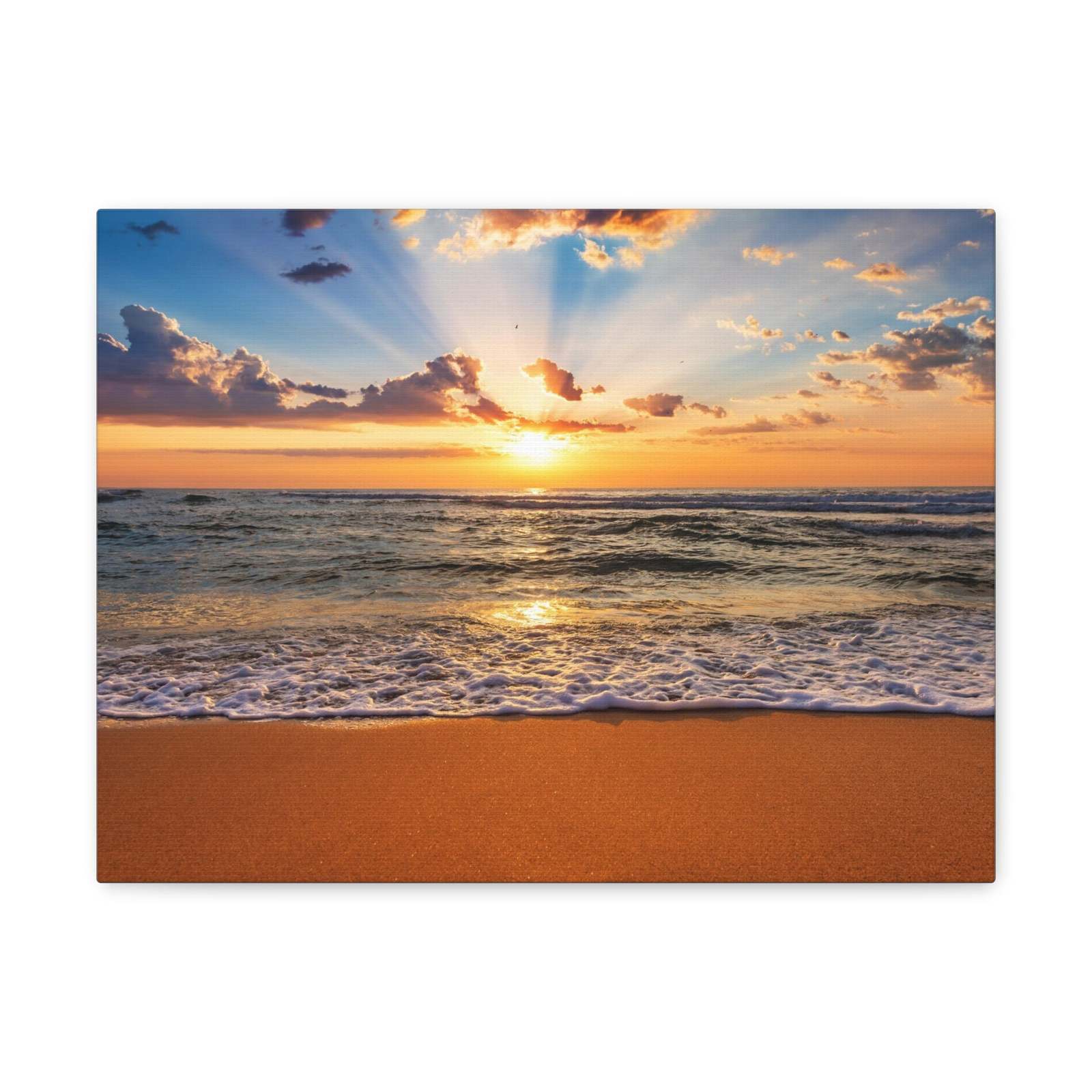 Beach Sunrise Deep Blue Sky Ocean Canvas Wall Art for Home Decor Ready-to-Hang - £68.25 GBP - £75.83 GBP
