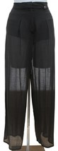 CHANEL Black Pant Wide Leg CC Logo High Rise Semi-Sheer Wool Blend Evening Sz 38 - £453.10 GBP