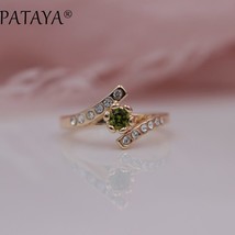 PATAYA New Special Offer White Rhinestones 585 Rose Gold Round Olive Green Natur - $9.63