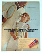 vintage 1971 Colgate PRINT AD double confidence tennis grandfather father child - £11.72 GBP