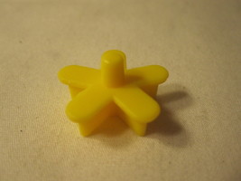 1990 MB Travel Games - Perfection game piece: Yellow Puzzle Shape #13 - $1.50