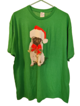 Pug Dog Santa Hat Jingle Bells Christmas T-Shirt Men&#39;s Pet Cute-XL - £6.27 GBP