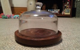Glass &amp; Wood Cheese Ball Dome Tray Holder Display - $9.99