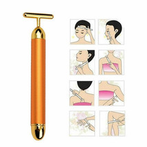 Beauty Bar 24K Golden Pulse Facial Massager T-Shape Electric Face Massage Tool - £14.21 GBP