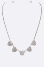 Wired Textured Heart Shape Collar Necklace Set - £15.95 GBP