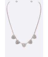 Wired Textured Heart Shape Collar Necklace Set - £15.62 GBP