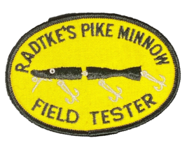 Vintage Radtkes Pike Minnow Field Tester Original Spinner Fishing Patch Unused - £23.40 GBP