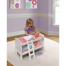 Baby Doll Bunk Bed with Bedding Ladder Personalization Kit White Pink Kids Dolls - £40.36 GBP
