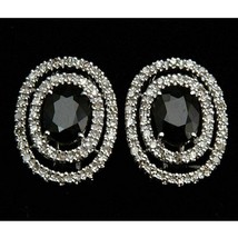2.50 Ct Round Simulated Black Diamond Halo Stud Earrings 14K White Gold Plated - £58.81 GBP