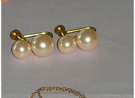 Vintage Pink Pearls Earrings Screw On - £15.71 GBP