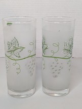 Vtg  Ocean Thailand Glasses Set of 2 Retro Green Grape Clusters Ice Tea ... - $23.38