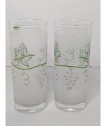 Vtg  Ocean Thailand Glasses Set of 2 Retro Green Grape Clusters Ice Tea ... - £17.47 GBP