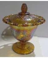 Vintage Indiana Carnival Glass Marigold Harvest Grape Lace  Candy Dish - £17.98 GBP