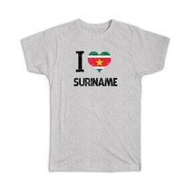 I Love Suriname : Gift T-Shirt Heart Flag Country Crest Surinamese Expat - £19.65 GBP