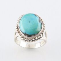 Vintage Damen Silberring Mit Blau-Grünem Türkis Cabochon (Größe 4-1/2) - $99.69