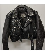 Diamond Leather VIntage 80s Studded Jacket Zip Up Semi Cropped with Bel-... - $138.60