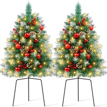 2PCS Small Outdoor Christmas Trees with LED Lights,30&quot; Artificial Xmas D... - €46,89 EUR