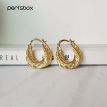 Peri&#39;sBox New Chic Gold Twisted Hoop Earrings for Women Textured Geometric Earri - £8.43 GBP