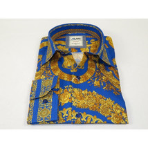 Men's AVM Crystal Shirt Medallion Medusa Cotton Slim Fit 9628-06 Royal Blue image 6