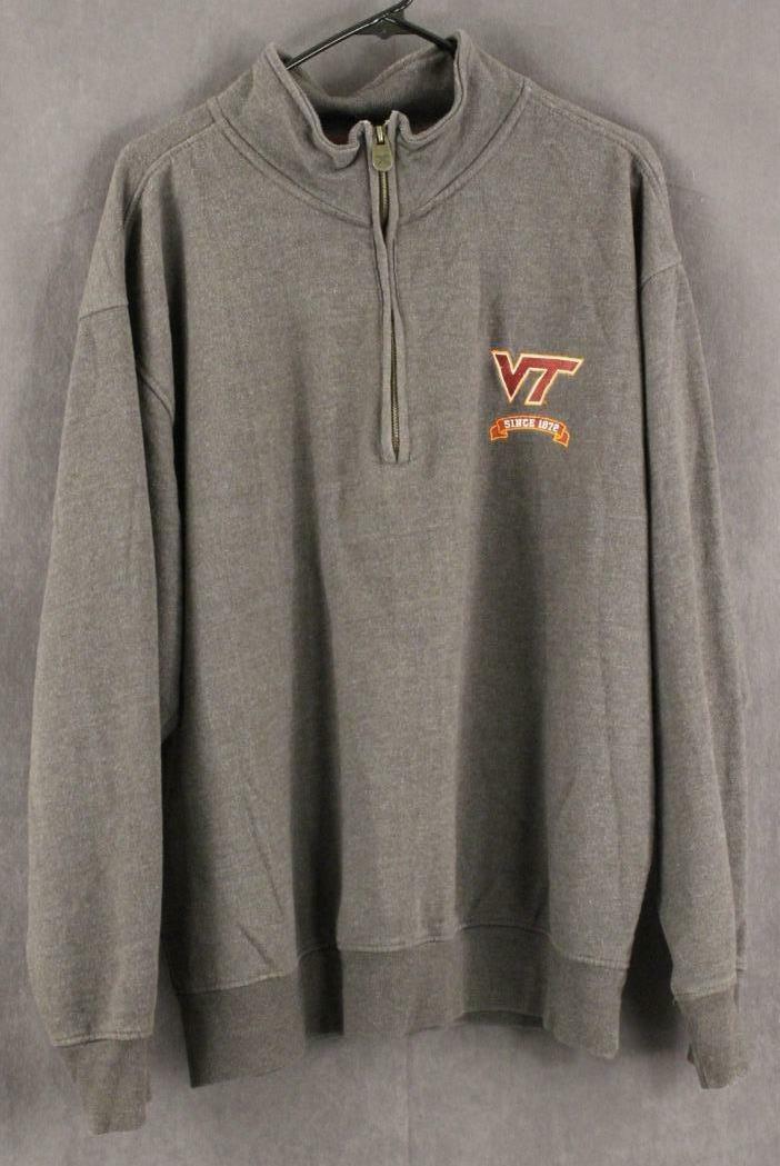 EUC Virginia Tech VT Logo Pressbox Long Sleeve Pullover Grey Fleece Ladi... - $17.72