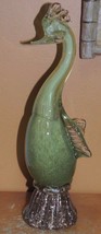 Art Glass Crane / Bird Yellow 11&quot; aventurine inclusions unmarked Italian... - $42.74