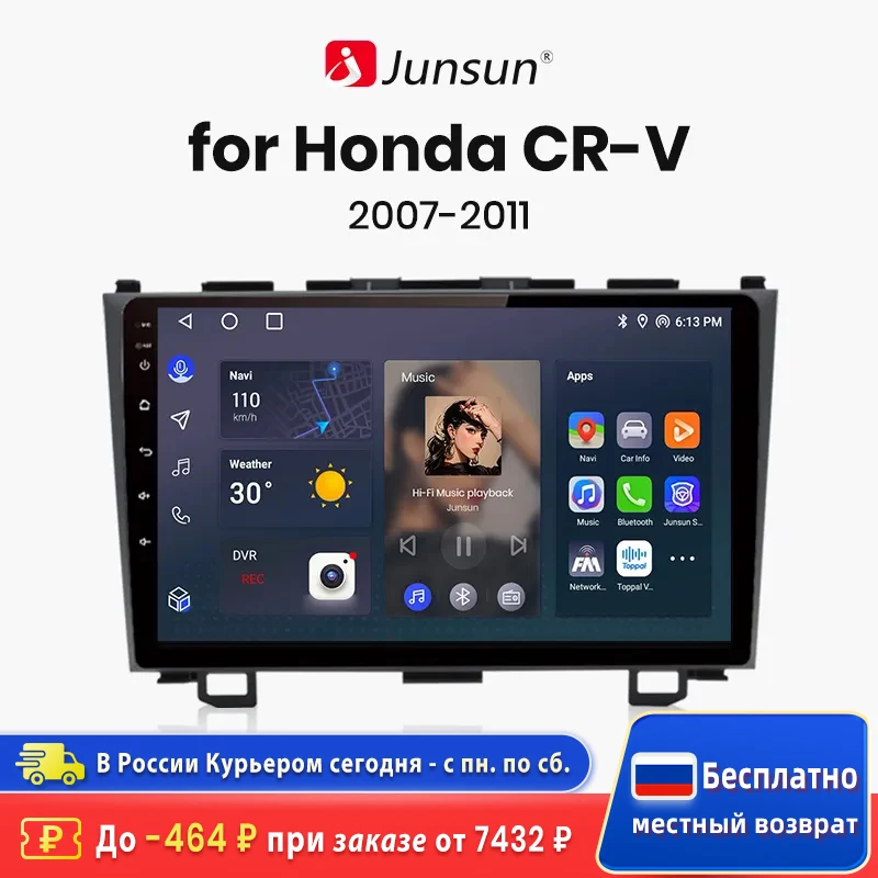 Junsun V1 AI Voice Wireless CarPlay Android Auto Radio for Honda CRV CR-V 3 - £96.45 GBP+