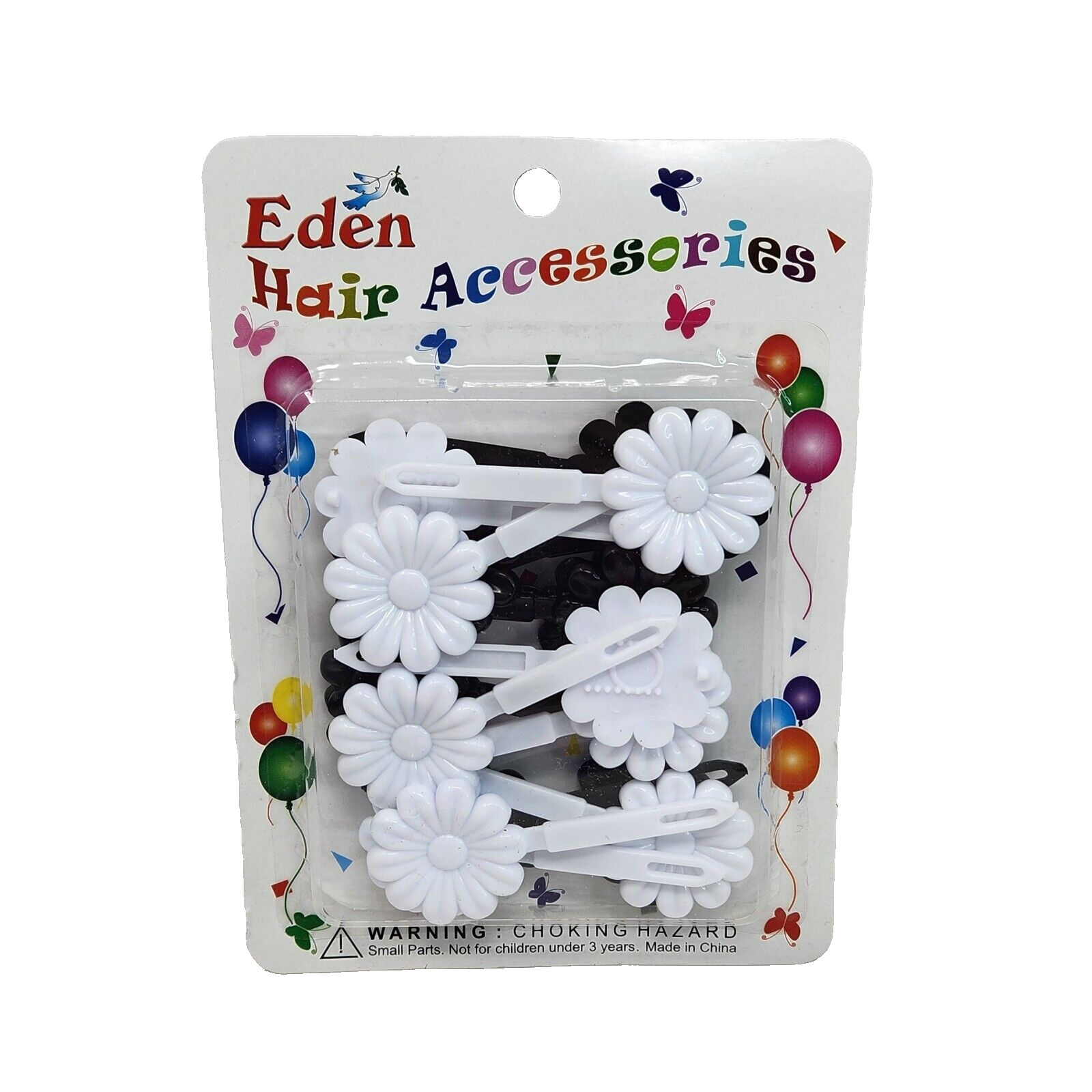 VINTAGE Y2K EDEN HAIR ACCESSORIES WHITE + BLACK FLOWER BARRETTES FOR HAI... - $14.25