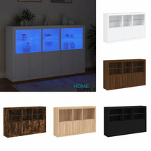 Modern Wooden Large Sideboard Storage Cabinet Unit With LED Lights &amp; 3 Doors - £240.80 GBP+