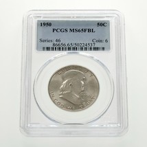 1950 50C Franklin Half Dollar Graded by PCGS as MS65 FBL - £194.93 GBP