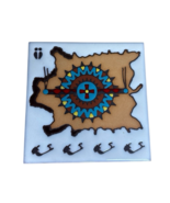SOUTHWESTERN BUFFALO HIDE  CERAMIC TILE  SHOWS ARTISTIC  MOTIF 6&quot; SQ. VI... - $27.92 CAD