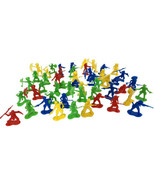 Vintage Plastic Cowboy and Indian Figures Red, Yellow, Blue, Green 50 Pcs. - $25.96 CAD
