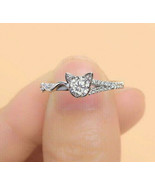 1.00Ct Round Cut White Diamond 925 Sterling Silver Cat Design Engagement Ring - $99.00