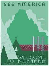 3014.See America travel welcome to Montana 18x24 Poster.Home bedroom decor.Green - £22.38 GBP