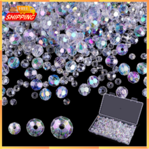 Crystal Glass Beads For Jewelry Making, 500 Pcs Assorted Crystal Beads Bulk - £10.77 GBP