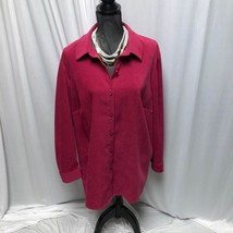 JM Collection Shirt Womens 16W Fuchsia Pink Faux Brushed Suede Button Up Blouse - £11.53 GBP