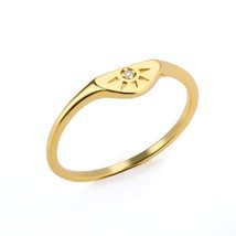 Charm Zirconia Sun Rings For Women Men Cute Stainless Steel Gold Ring Trend Aest - £19.54 GBP