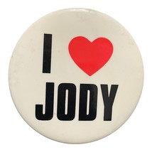 1980s 2 Inch “I Heart Jody” Pin Back Button Pin - £6.29 GBP