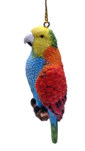 Parrot Christmas Ornament Resin Colorful Detailed Bird Tropical Beach 4&quot; - £29.77 GBP