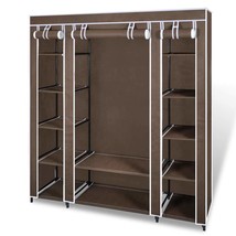 Fabric Wardrobe with Compartments and Rods 45x150x176 cm Brown - £36.79 GBP